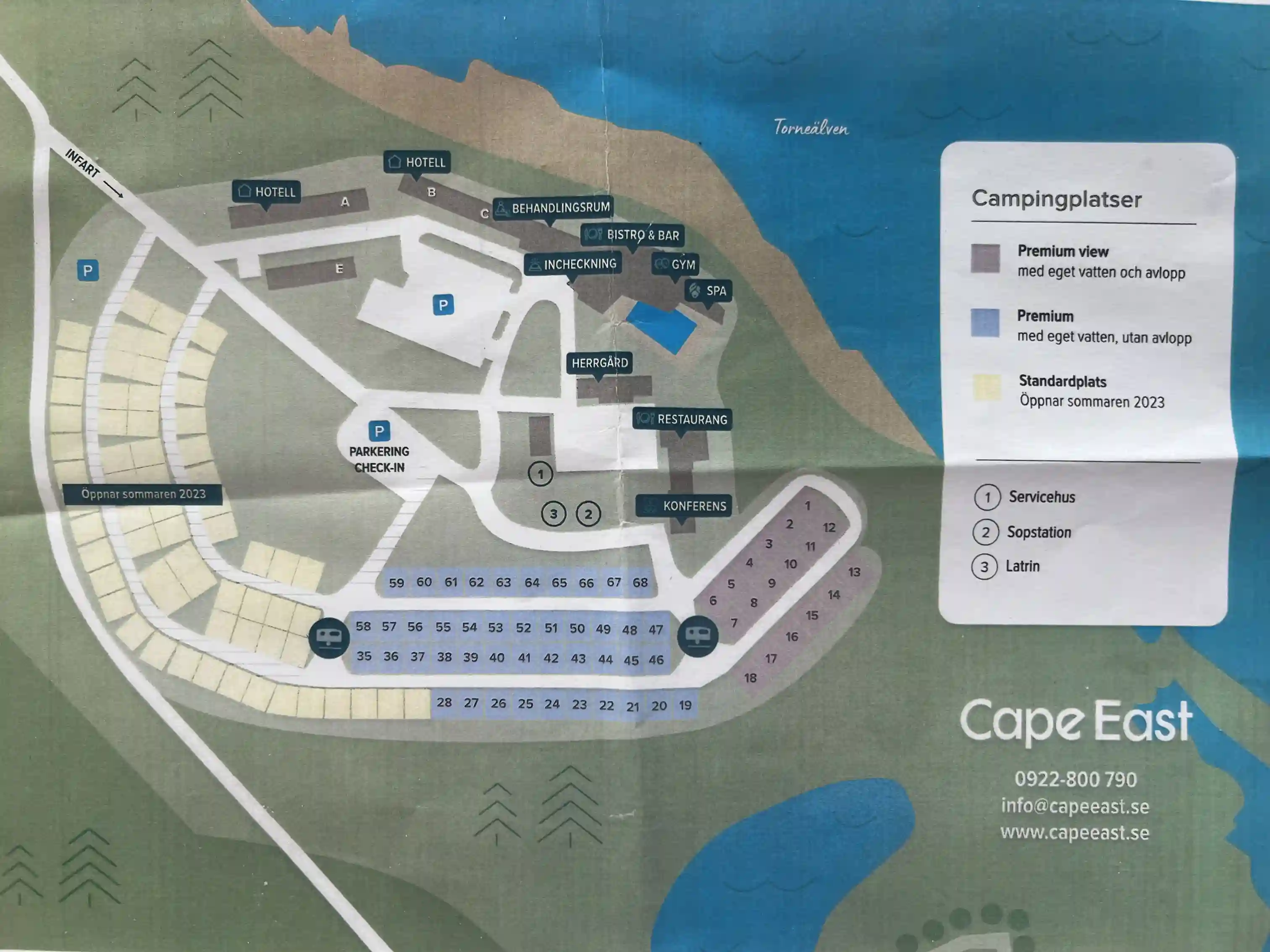 Unik ställplats vid Cape East i Haparanda. Njut av husbilsliv med spa, restaurang & älvutsikt vid Sveriges östligaste punkt. El, vatten, tömning finns.