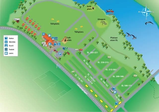 Hitta din ställplats på Himmelstalunds Camping i Norrköping! Stadsnära (2km), elplatser, servicehus, tömning, äventyrsgolf & fiske. Perfekt för husbil/husvagn.